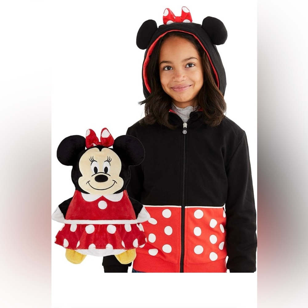 Cubcoats Minnie Mouse 2 in 1 Transforming Hoodie and Soft Plushie Red and Black